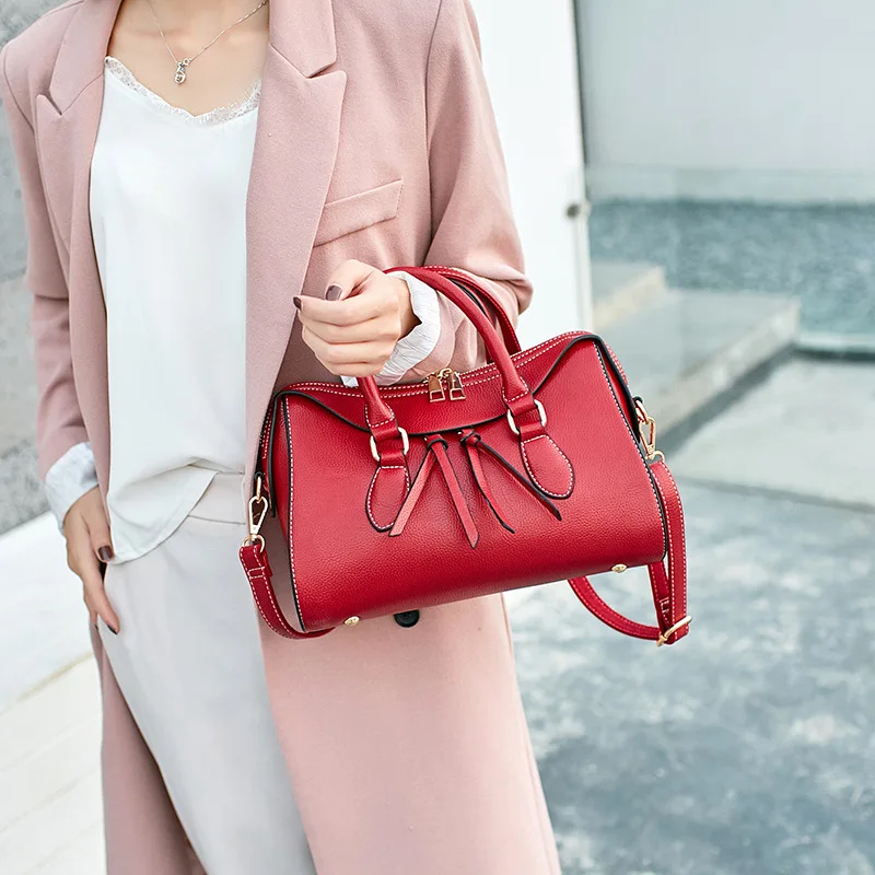 Women Pebbled Genuine Leather Handbag Women's Fashion Boston Shoulder bag Female Solid Tote Cowhide Crossbody Top-Handle Satchel (14)