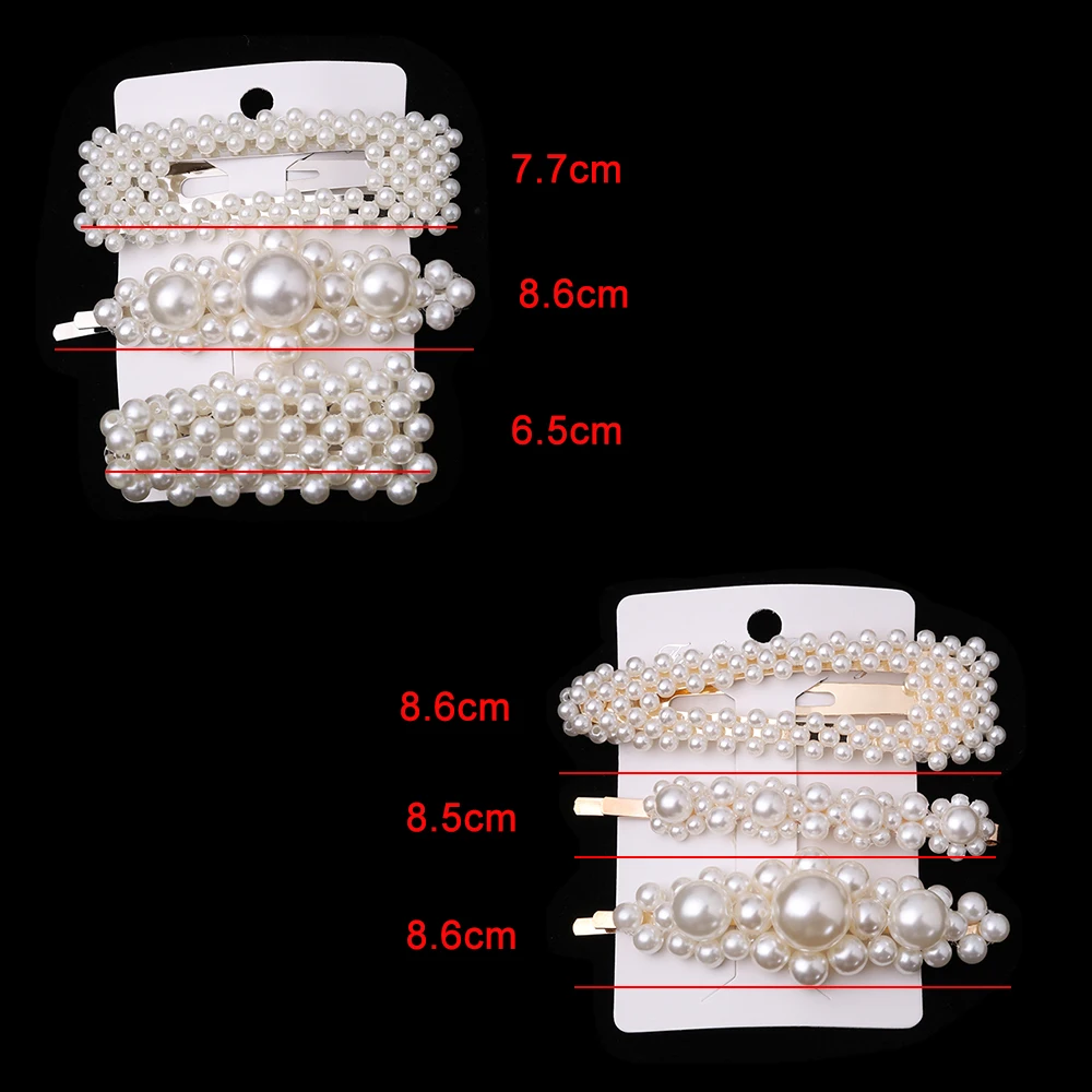 3 шт./компл. стиль Для женщин девочек металлический сплав геометрической формы BB Заколки для волос класса люкс несколькими рядами нерегулярные искусственный жемчуг Декор заколки для волос