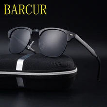 BARCUR New Drive Brand Designer Aluminum TR90 Sunglasses Polarized Mirror lens Male oculos Sun glasses Eyewear For Men