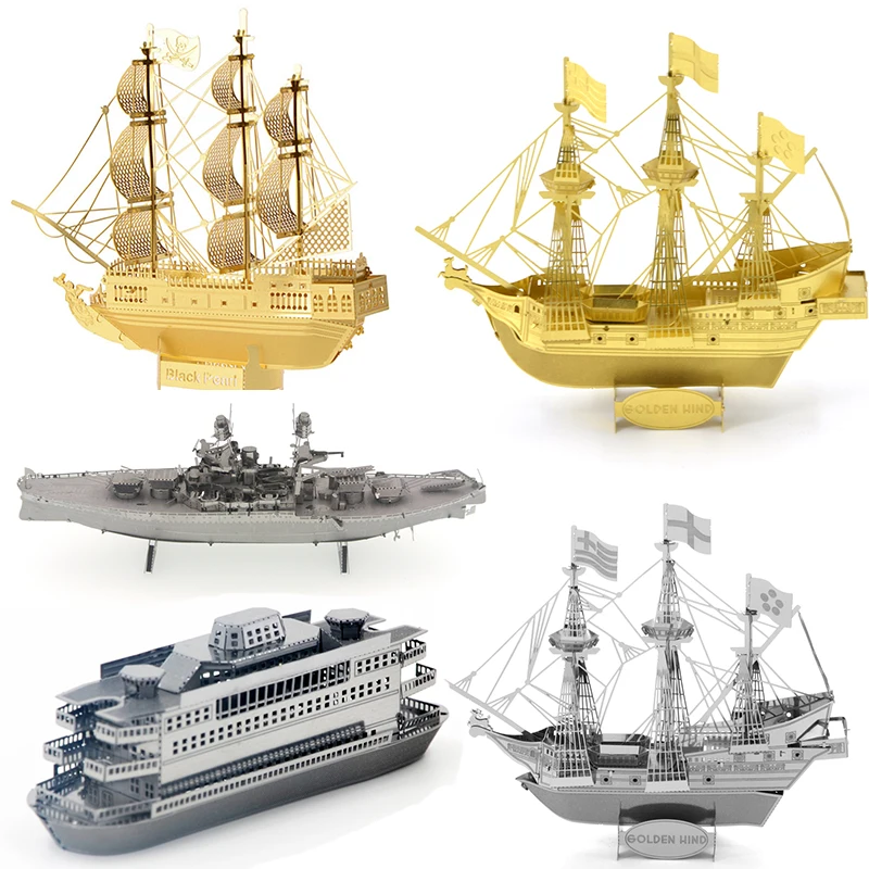 3D Metal Model Puzzle Black Pearl/Golden Hind/COMMUTER FERRY/USS ARIZONA Ship Series Adult Children Parent-child Interactive Toy