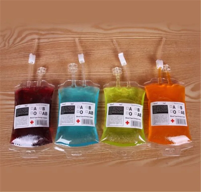 

5pcs Clear Blood Juice Drink Bag For Milk Coffee Red Wine Beer Halloween Event Party Supplies Pouch Vampires Reusable Bags