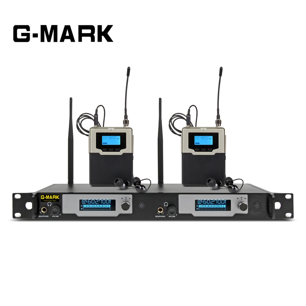G MARK PSM2000 professional Live Microphone Wireless Monitoring In Ear Monitor System 2 Channel 2 Bodypack