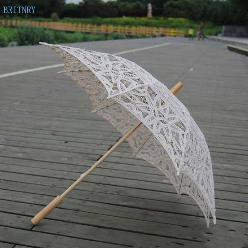 BRITNRY Новое поступление зонт от солнца хлопковый Свадебный зонтик кружевной вышивка ручной работы бежевый Зонт parapluie mariage