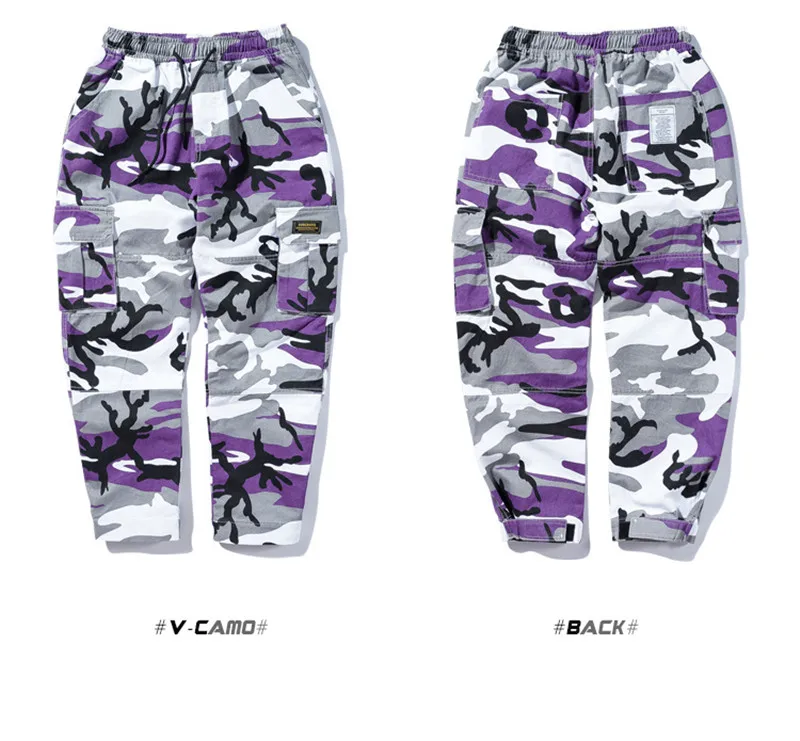 Военные камуфляжные брюки карго мульти-карман Jogger камуфляж армейский трек тактические брюки для мужчин Хип Хоп Футболка в уличном стиле серый/фиолетовый