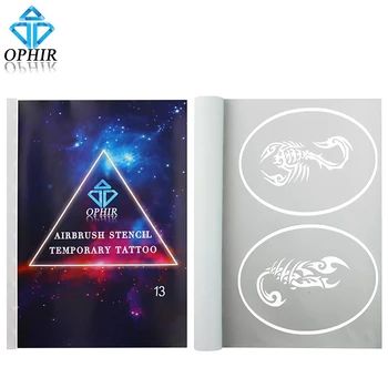 

OPHIR 52 Patterns Temporary Tattoo Airbrush Stencils Set for Airbrushing Art Booklet Body Art Airbrush Template Sheets_STE13