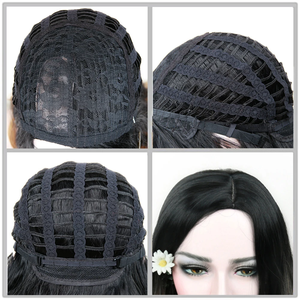 FAVE Synthetic Hair Wig Long Wavy Wig Ombre Black Brown Heat Resistant Fiber For Black/White Women Cosplay/Party Cosplay Wigs