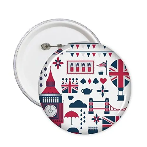 

Tower Ballon Soldier UK England Landmark Flag Mark Illustration Pattern Round Pin Badge Button 5pcs