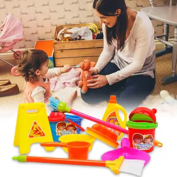 

10 Pcs Simulation Mini Cleaning Tool Set Toy Furnishing Cleaner Mop Broom Pretend Play Toys For Children Birthday Gifts