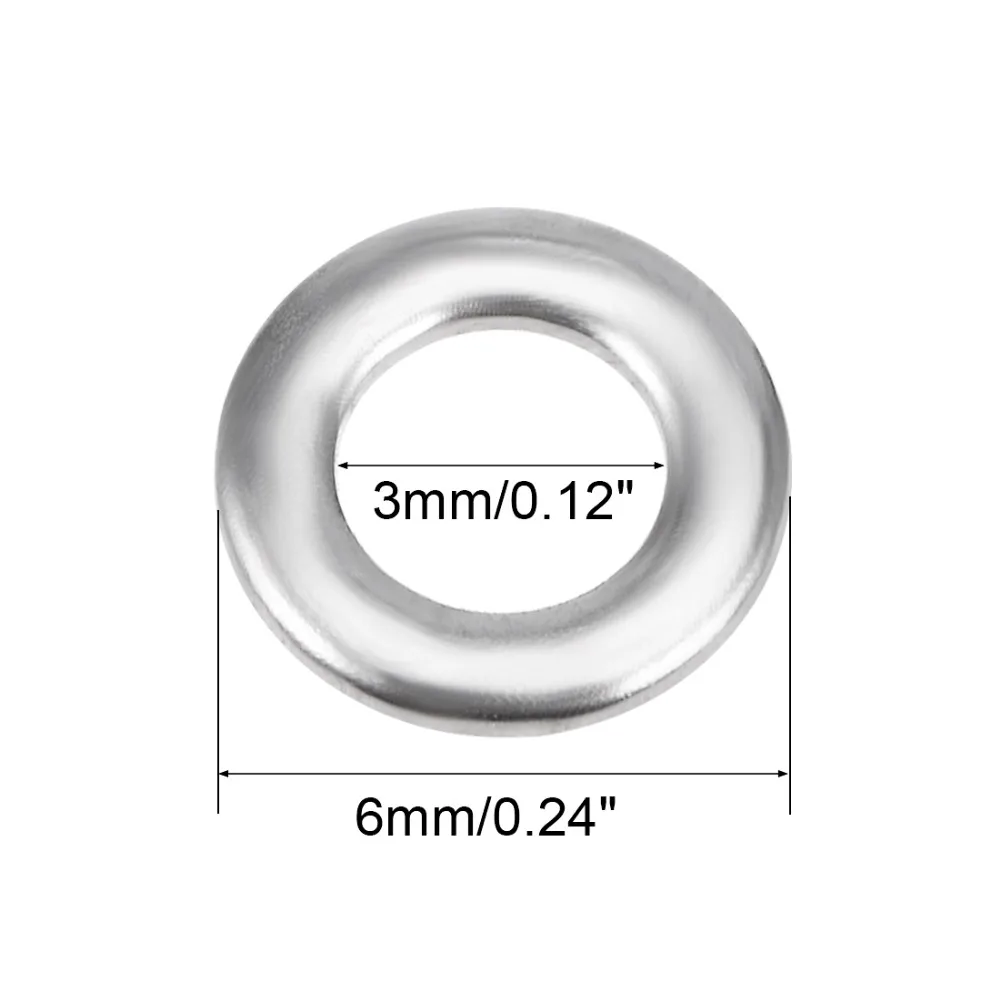 Uxcell 6x3x0,8/6,5x12x0,8/7x4x0,8 мм 304 Нержавеющая сталь плоская шайба для болт идеально Сменные прокладки 100 шт