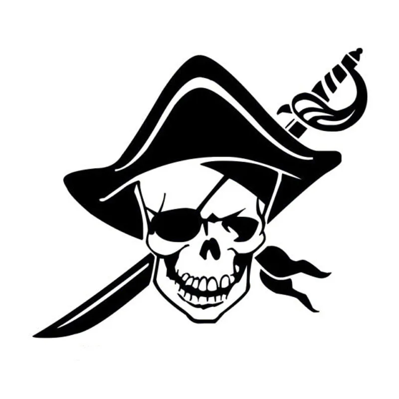 

17.9*15.5CM Personalized Pirate Skull Car Stickers Stylish Motorcycle Vinyl Decals Black/Silver C7-0980