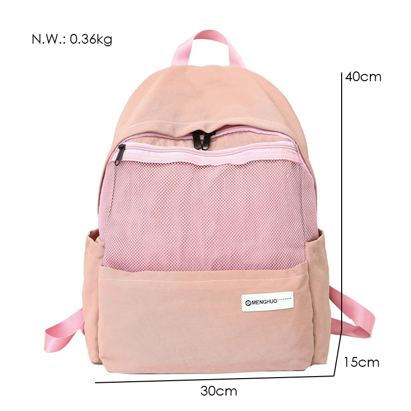 Menghuo Simple Style Net Backpack Women Backpacks for Teenage Girls School Bags Fashion Vintage Solid Leisure Book Bag Mochilas (16)