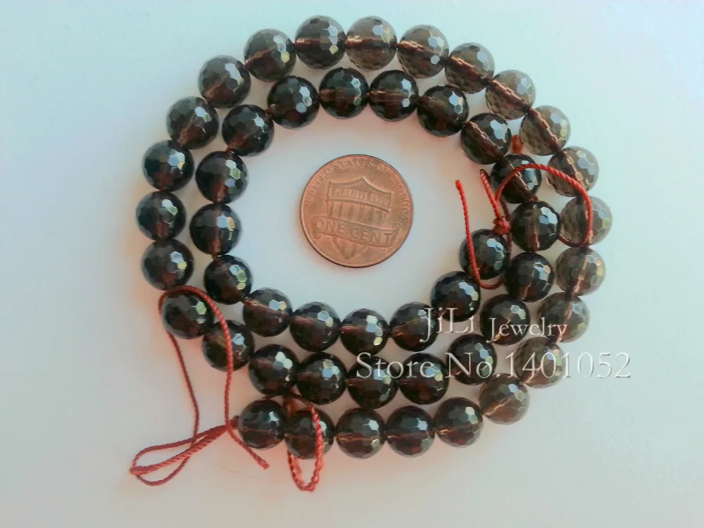 

Lii Ji Natural Smoky Quartz Round Shape Facted beads 8mm DIY Jewelry Making Approx 39cm