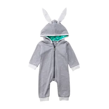 

2018 Top Baby Kids Boy Girl Infant Easter Rabbit Hooded Romper Jumpsuit Clothes Outfit Set Hot