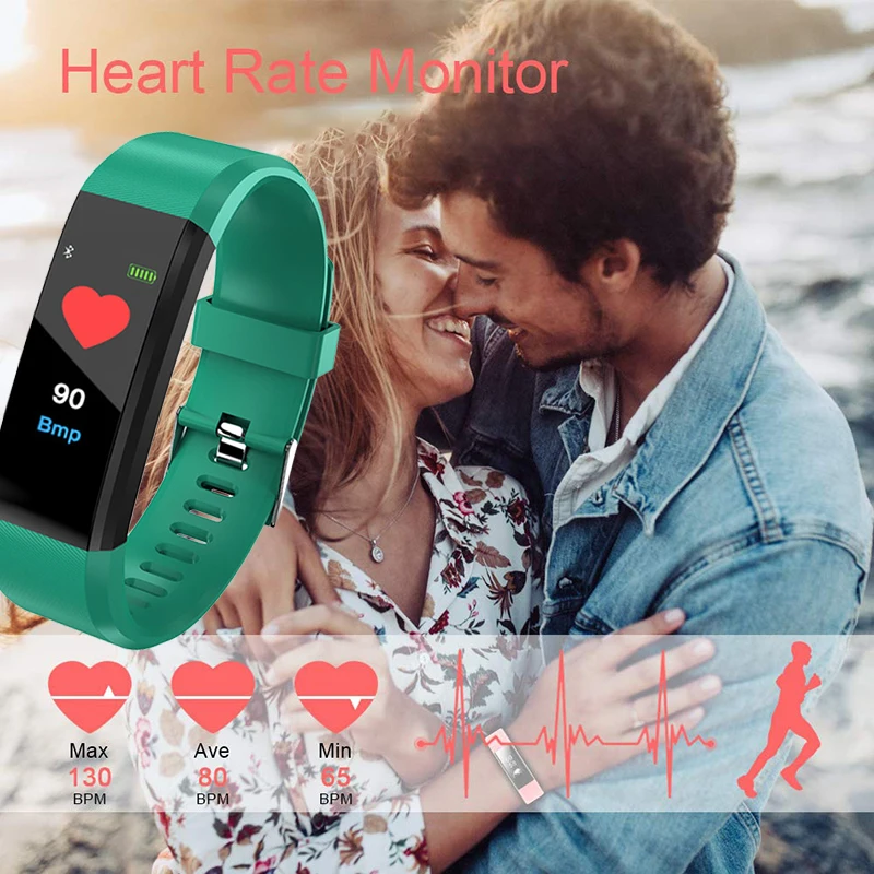  Fitness Bracelet Heart Rate Blood Pressure Smart Band Fitness Tracker Smartband Bluetooth Wristband - 4000207290785