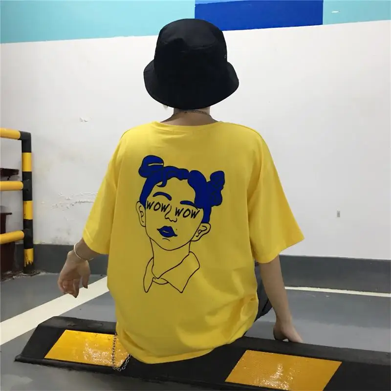 

Women's Clothes Tunic Kawaii Ladies Vintage Top Spoof Letter Wow Wow T-shirt Female Korean Harajuku T-shirts For Women Casual