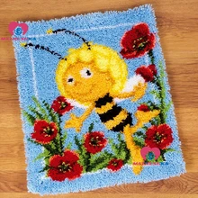 Latch Haken Teppich Kits "bee" gestrickte teppich stickerei Häkeln nadel für teppich stickerei Garn Foamiran für handwerk häkeln teppich(China)