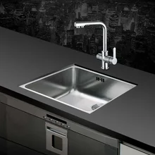 Один из 304 материалов из нержавеющей стали, растягивающаяся квадратная утолщенная кухонная раковина, одно желоб для мытья посуды