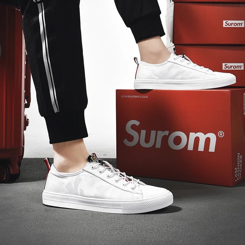 SUROM/Летняя модная обувь для мужчин Новинка 2019 года маленькие белые туфли мужская