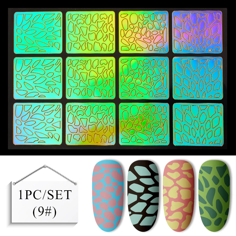 Mtssii 1 лист DIY маникюр неправильный Шаблон трафарет многоразовый дизайн ногтей Vinyls полые наклейки штамповка шаблон инструменты для ногтей - Цвет: QK5459