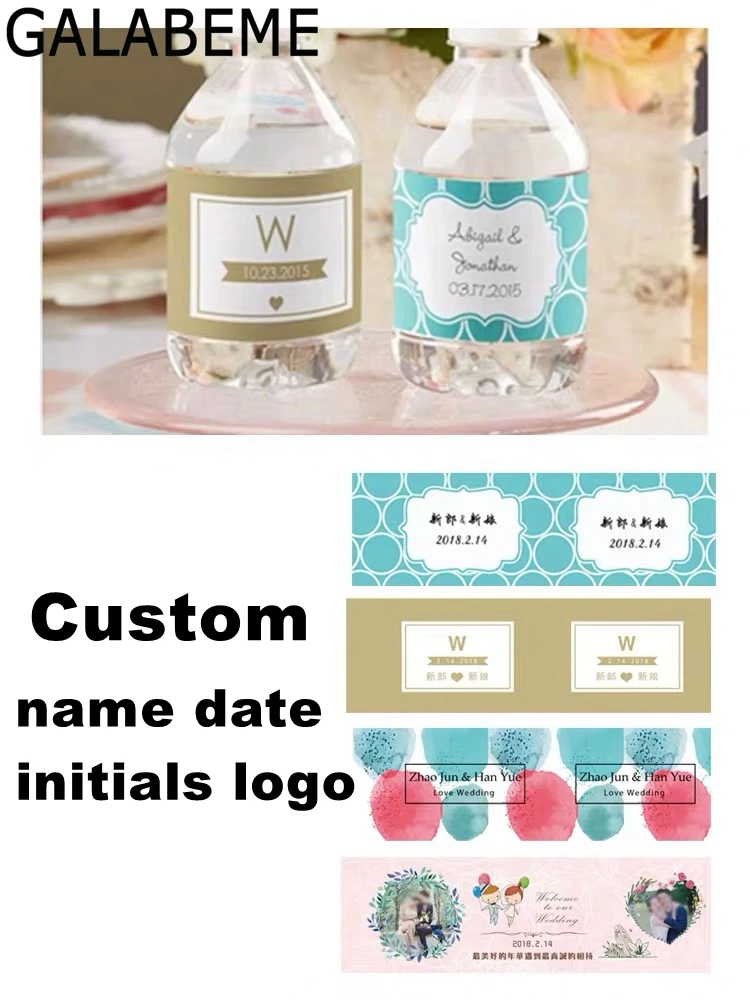 Personalized Logo Water Bottle Label Sticker Wrappers Baby Shower Anniversary Wedding Birthday Party Decorations Kids Party Diy Decorations Aliexpress