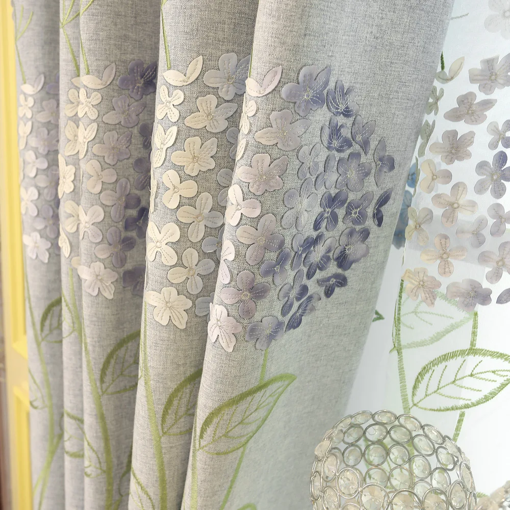 

Factory Direct Sale 2019 New Bedroom Study Embroidered Curtains for Living Room Bedroom Fabric Custom Wholesale One Hair