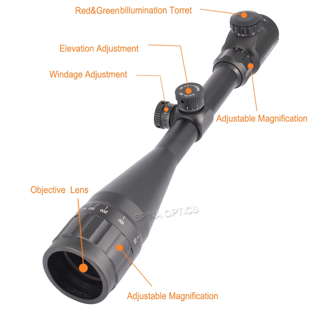 Оптика SPINA 6-24X50 AOE Riflescope Регулируемый зеленый красный точечный охотничий светильник тактический прицел оптический прицел