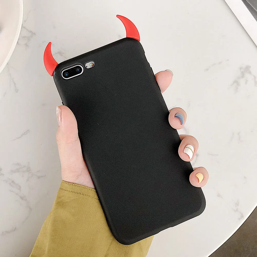 Чехол из ТПУ для телефона Devil Horn чехлы iPhone 8 Plus 7 XS X XR Xs Max мягкие модные 6S 6