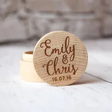 Персонализированная натуральная деревянная коробка для колец на заказ имя Дата персонализированные деревенские Свадебные Кольца держатель коробки