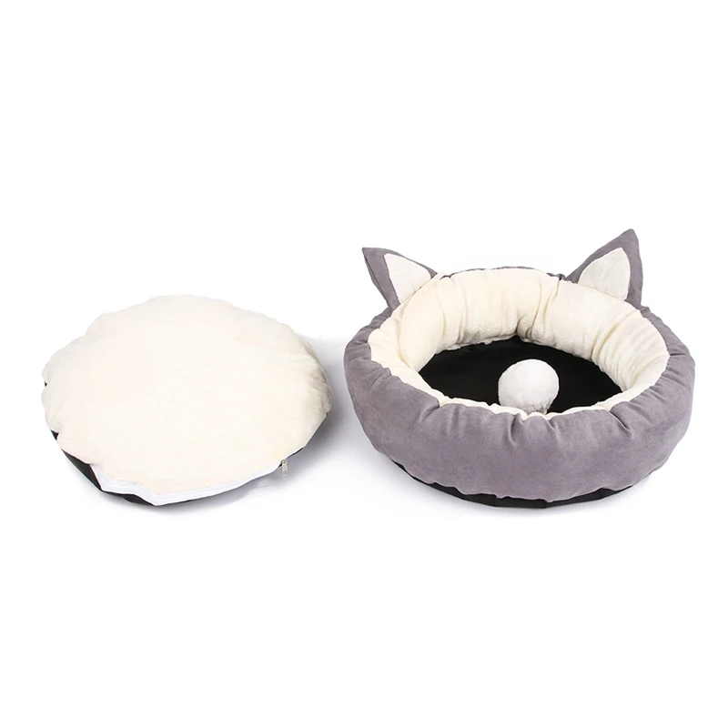 WHISM мягкое гнездо для питомца собаки моющаяся кровать для щенка кошки кошачьи ушки теплый дом съемные плюшевые Коврики Зимний питомник для питомца для маленькой собаки котята