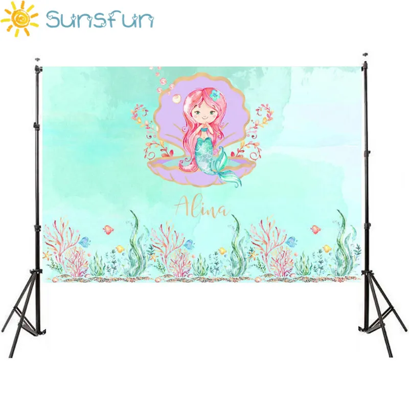 

Sunsfun 7x5FT Mermaid Bed Caslte Corals Custom Photo Studio Backdrop