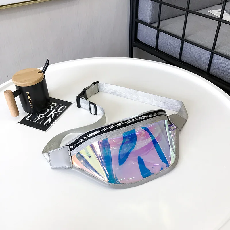 Женская Лазерная Светоотражающая поясная сумка нагрудная сумка кошелек для бега нейлоновая карманная сумка