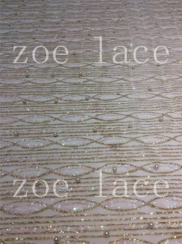 

Zoe lace f74# gold&colorful white glitter Africa fabric best quality 5 yards stock tulle mesh for sawing party/ wedding dress