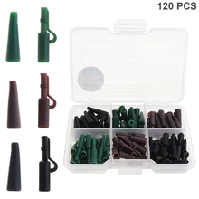 120 шт набор прочных аксессуаров для ловли карпа, свинцовые безопасные зажимы, хвостовые резиновые трубки, 3 цвета, смешанные с коробкой для рыболовных снастей