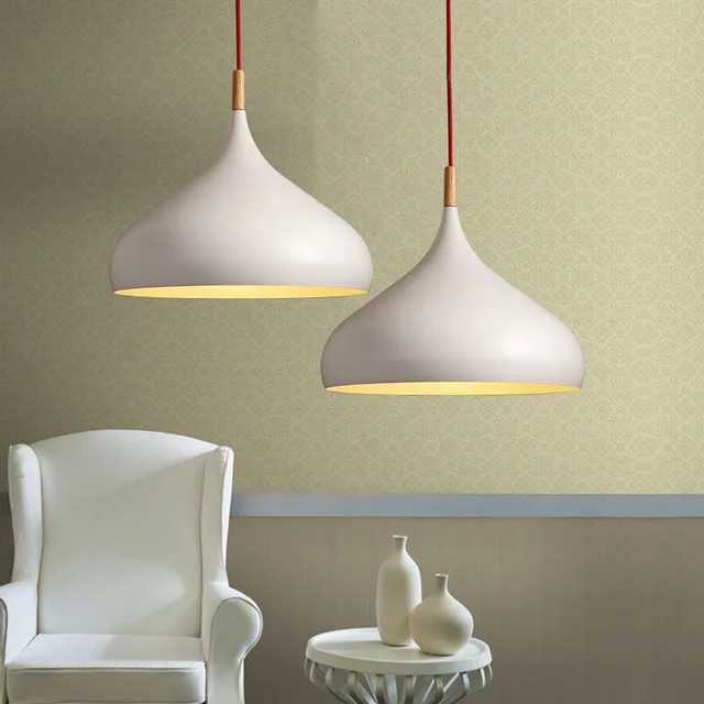 Japanese Pendant Lights Solid Brief White Nordic Light Iron Decorative Cafe Bar Living Room