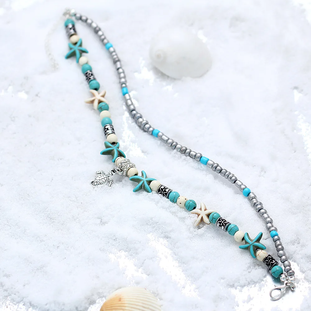 Bohemia Women's Anklet Shell Starfish Turtle Tree of Life Elephant Beach Foot Jewelry