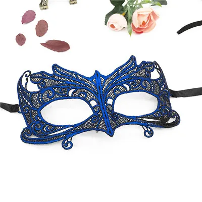 Masquerade Gold Purple Blue Lace Mask Halloween Cutout Prom Party Mask Accessories Sexy Eye Face Mask Venetian Masks Party Favor - Цвет: LM041C