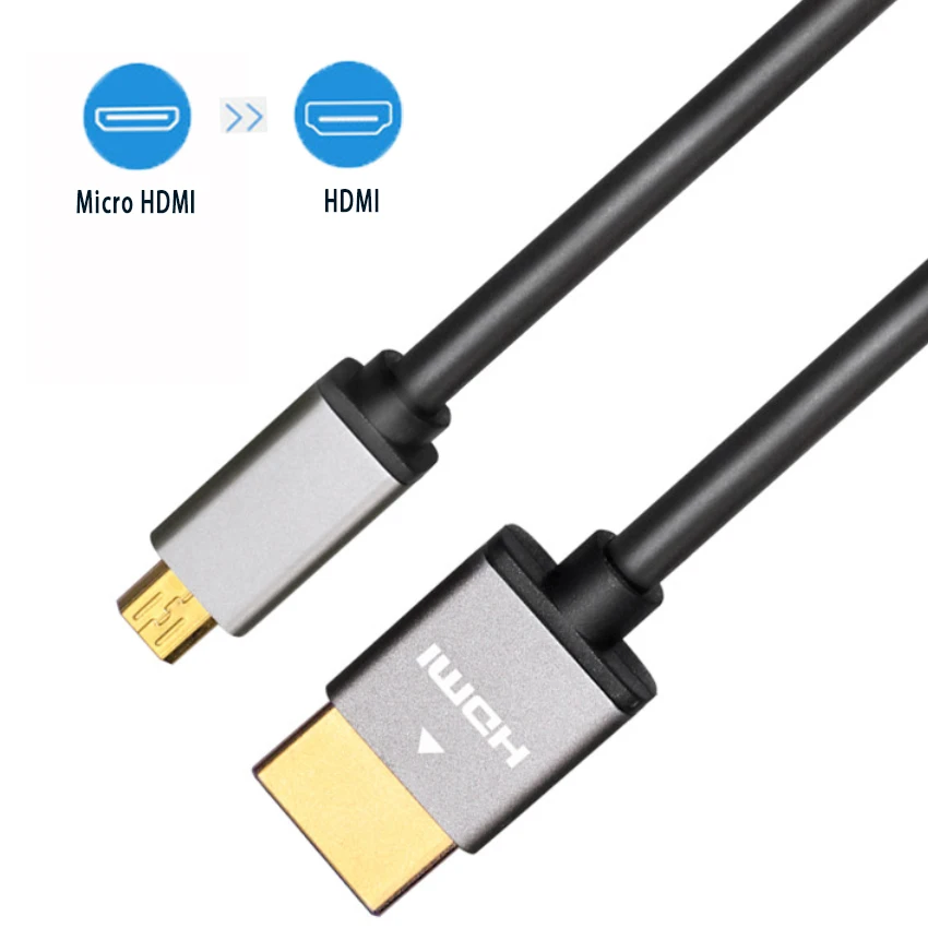 

4K Micro HDMI to HDMI Cable, High-Speed Gold Plated HDTV HDMI to Micro HDMI Cable Adapter Converter, Supports 3D