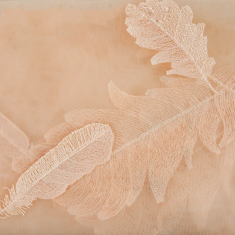 

Width 150cm Feather Embroidery Tulle Organza Fabric Soft Mesh for Party Wedding Veil Dress Tutu Skirts DIY Material