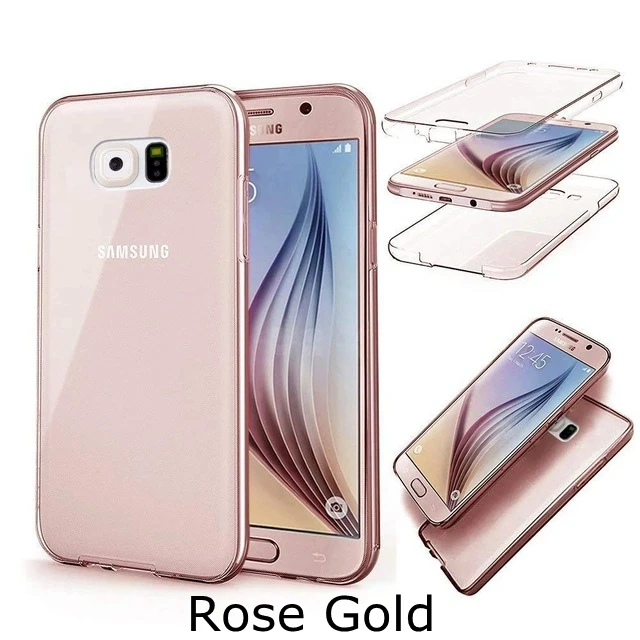 Двойной силиконовый чехол для samsung Galaxy A10 A10S A20 A20E A20S A30 A40 A40S A50 A50S A60 A70 A70S M10 M10S M20 M30 M30S M40 Мягкий чехол для всего тела 360 - Цвет: Rose gold