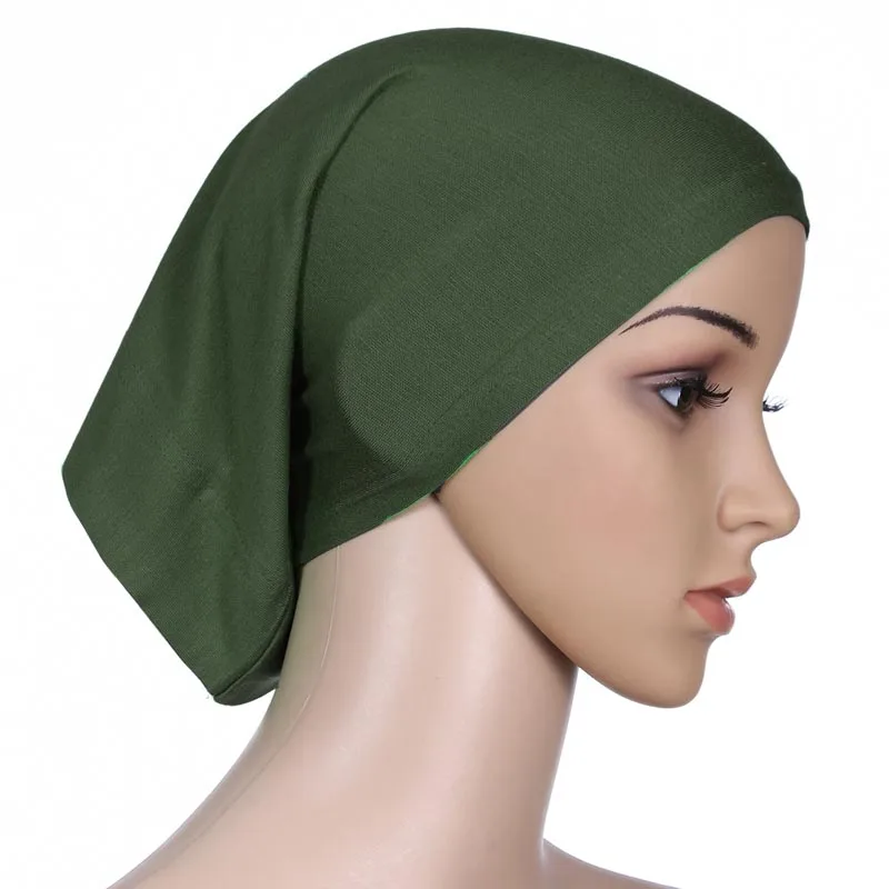 20 цветов мусульманские женские мягкие удобные внутренний хиджаб колпачки исламские шарфа шапки Модальные - Цвет: Army Green