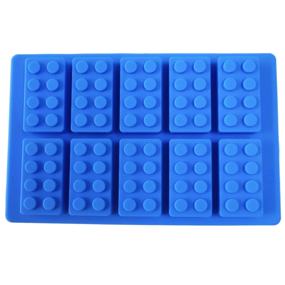 10 Holes Ice Cube Tray Rectangle Silicone Building Bricks Ice Mold