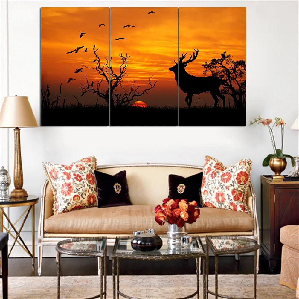 Deer-Canvas-Painting-Animal-Landscape-Yellow-Poster-and-Print-Home-Decor-Wall-Art-Oil-Picture-for (3)