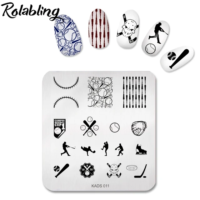 new fashion baseball theme sport design nail art stamping plate