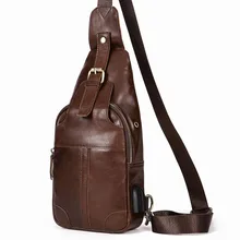 Для мужчин случайный плечо из натуральной кожи Кроссбоди мешок груди пакет сумка Для мужчин сумки груди с зарядка через usb мужской сумка