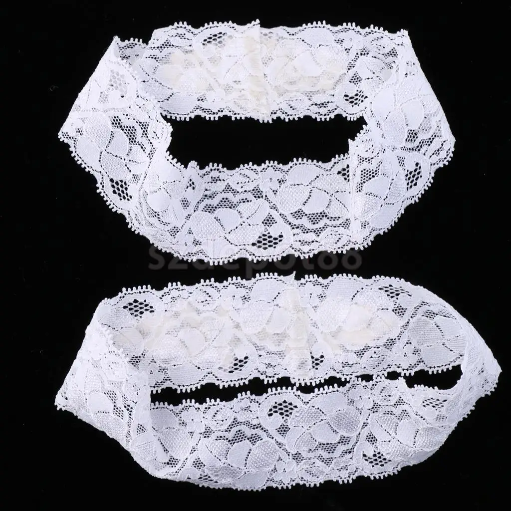 2pcs/Set Wedding Bridal Lace Flower Crystal Leg Garter Thigh Ring Accessory