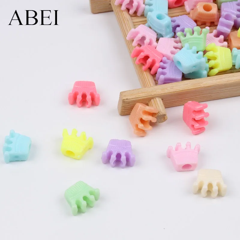 100pcs Multicolor Crown Bead For DIY Crafts Jewelry Finding Cartoon Resin Loose beads