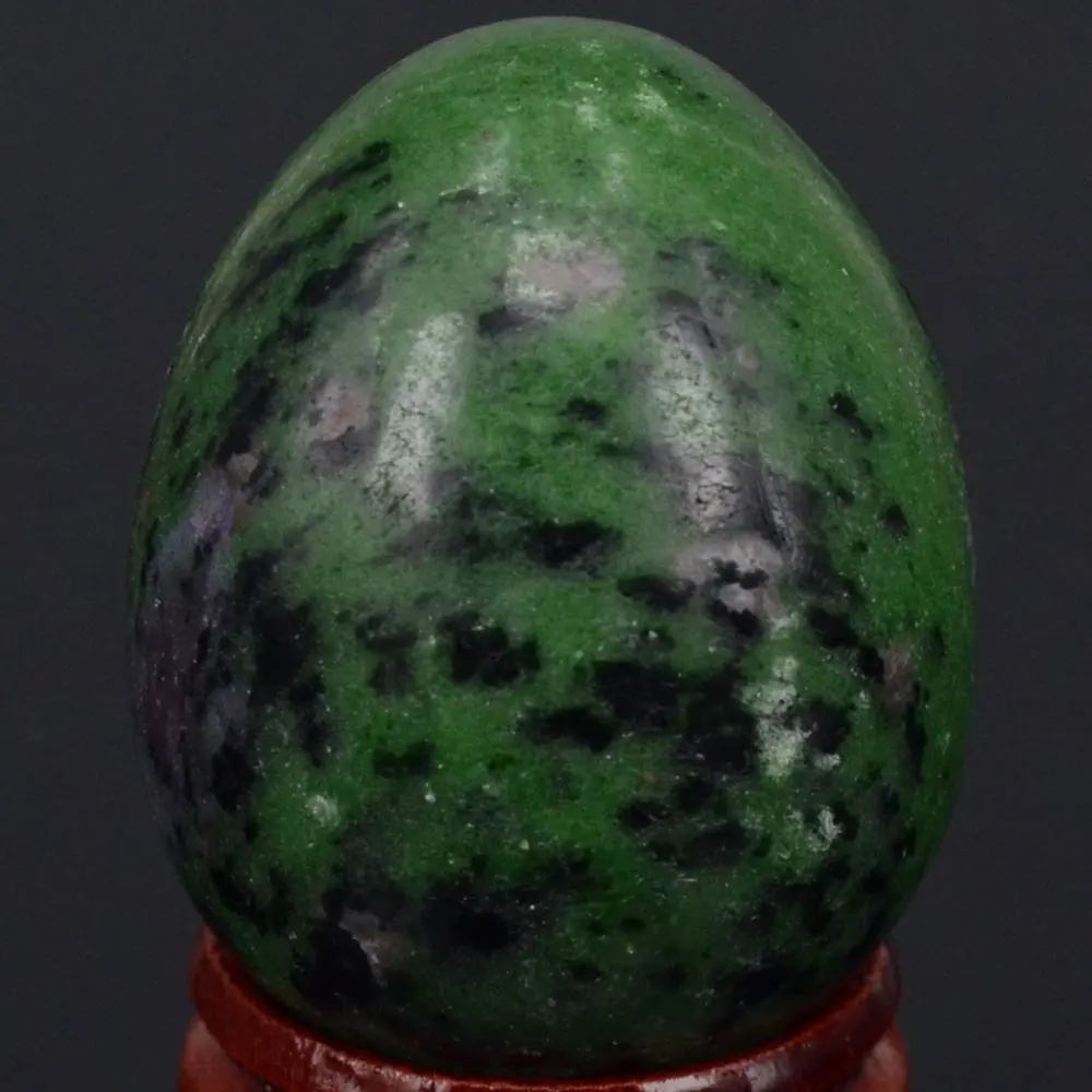 

Natural Gemstone Ruby Zoisite Sphere Egg Chakra Healing Reiki Stone Carving Crafts W/Stand