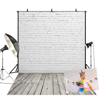

BEIPOTO White Brick Wall and wood floor Backdrop photography Background For baby Picture Birthday Party decoration photocall