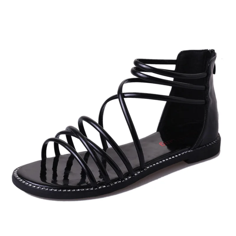 

DQG 2018 Summer Women Shoes Sandals Casual Gladiator Cover Heel Flat Sandalias Mujer Ladies Rome Zapatos Chaussures Femme
