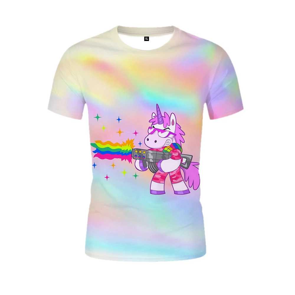 

fashion unicorn t-shirts colorful 3D print cartoon t-shirt women t shirt men casual tops kids summer tee female thin soft tshirt